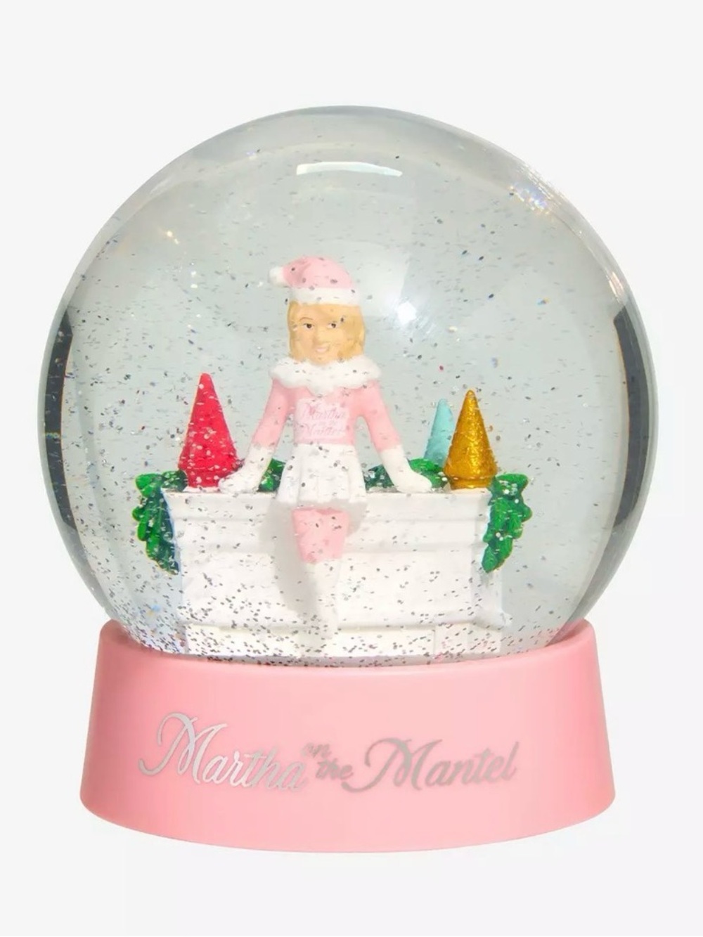 Martha on the Mantel Pink Snow Globe - Holiday Decor
